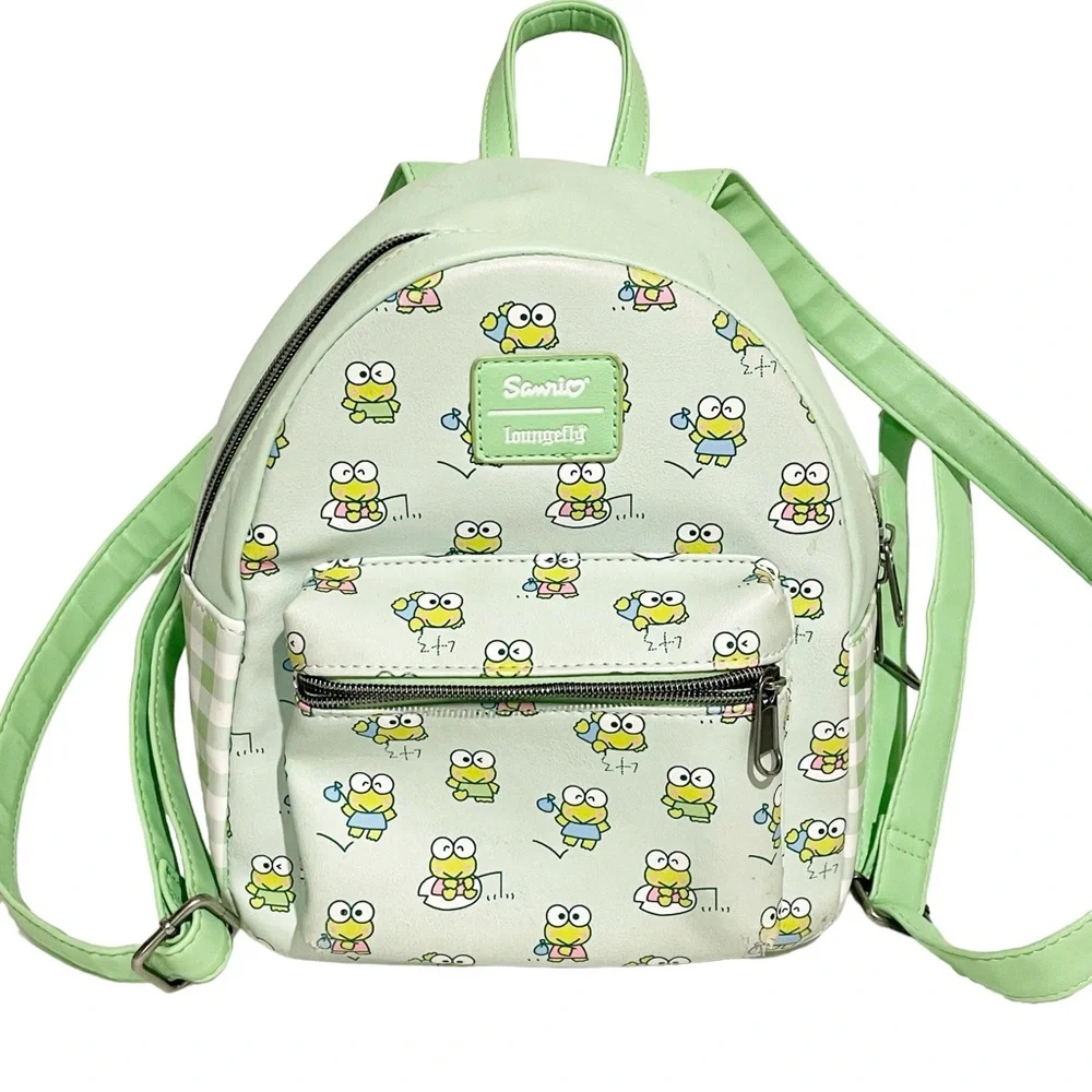Loungefly Green Sanrio Hello Kitty Keroppi Plaid Mini Backpack Exclusive